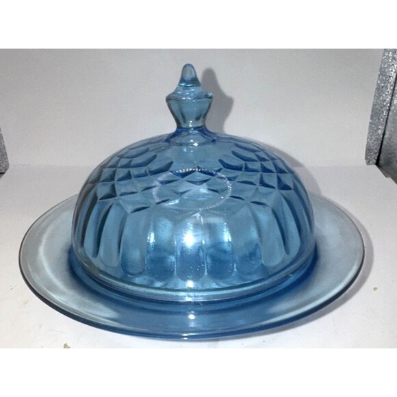 LSA Other - Aunt Polly Round Depression Glass Butter Candy Dish Vintage Blue U.S